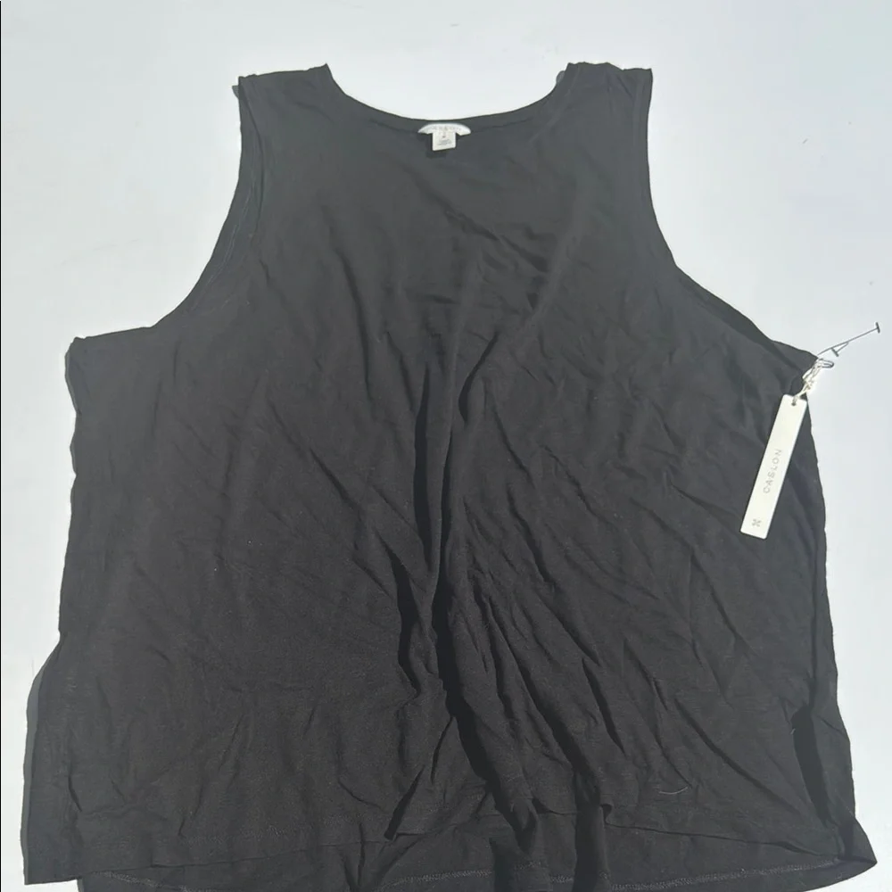 Caslon Black Sleeveless Tank Top 3X NWT Soft Drapey Layering Basic